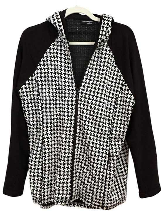 Susan Graver Tops - Houndstooth Zip Front Hoodie, Large